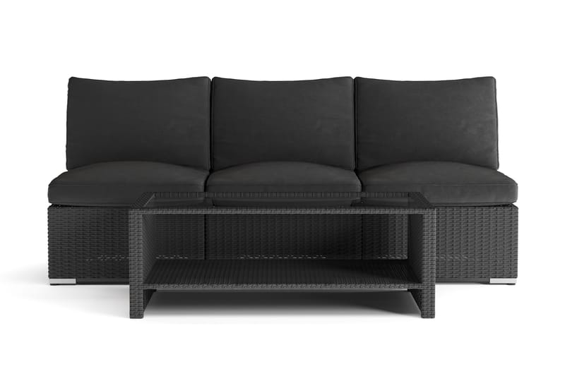 Wisconsin Loungegrupp Utomhus 3-sits med Bord Konstrotting - Svart - Trädgård & spabad - Utemiljö - Altan & terrass - Altanmöbler