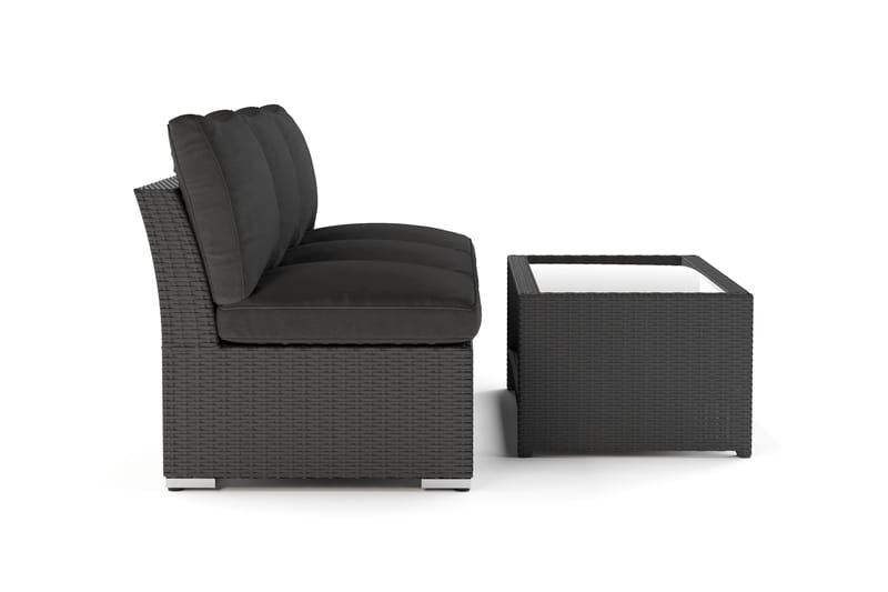 Wisconsin Loungegrupp Utomhus 3-sits med Bord Konstrotting - Svart - Trädgård & spabad - Utemiljö - Altan & terrass - Altanmöbler