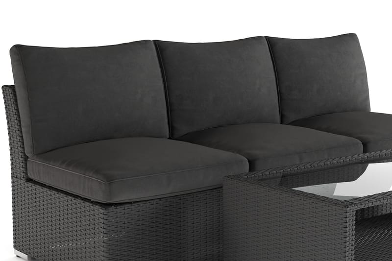 Wisconsin Loungegrupp Utomhus 3-sits med Bord Konstrotting - Svart - Trädgård & spabad - Utemiljö - Altan & terrass - Altanmöbler