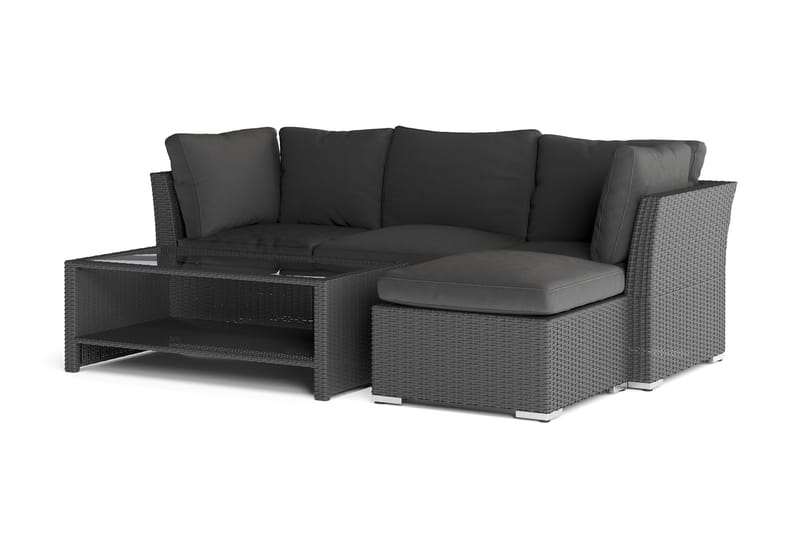 Wisconsin Premium Loungegrupp utomhus - Soffgrupp till uteplatsen Konstrotting - Svart - Trädgård & spabad - Utemiljö - Altan & terrass - Altanmöbler