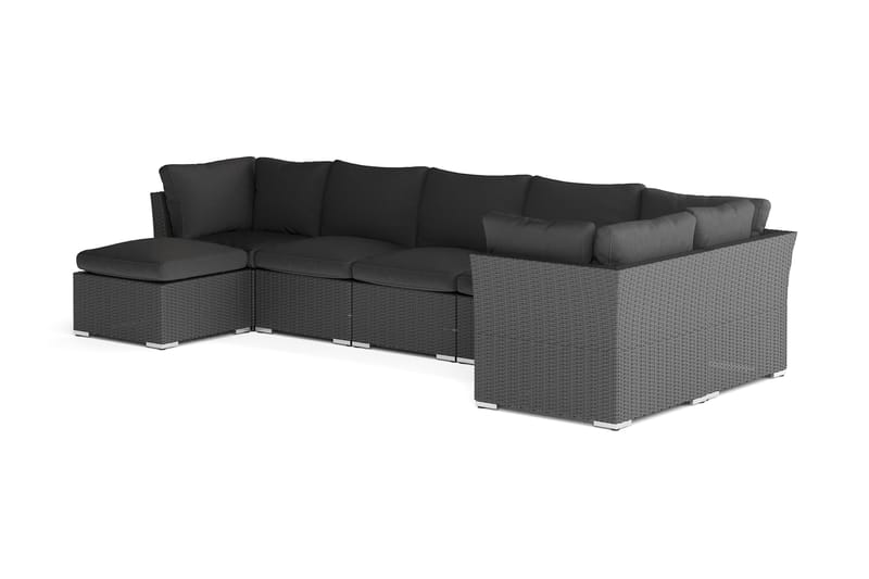 Wisconsin Premium Loungegrupp Utomhus – 8-sits Loungeset i Konstrotting - Svart - Trädgård & spabad - Utemiljö - Altan & terrass - Altanmöbler