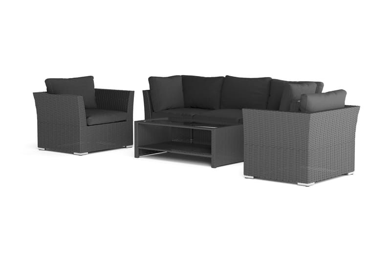 Wisconsin Premium Loungegrupp Utomhus 5-sits Konstrotting - Svart - Trädgård & spabad - Utemiljö - Altan & terrass - Altanmöbler