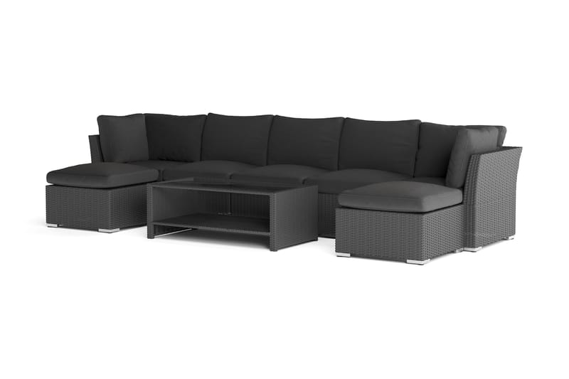 Wisconsin Premium Loungegrupp Utomhus 7-sits Konstrotting - Svart - Trädgård & spabad - Utemiljö - Altan & terrass - Altanmöbler
