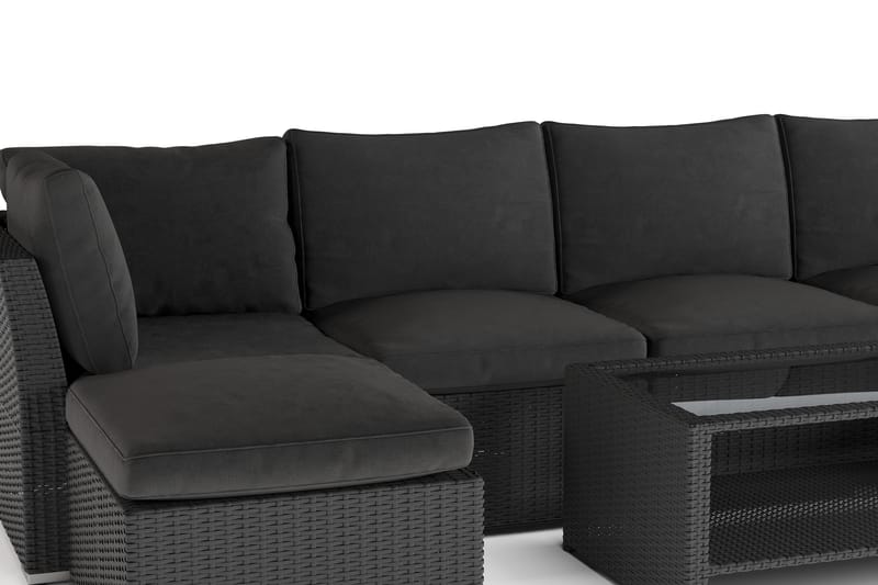 Wisconsin Premium Loungegrupp Utomhus 7-sits Konstrotting - Svart - Trädgård & spabad - Utemiljö - Altan & terrass - Altanmöbler