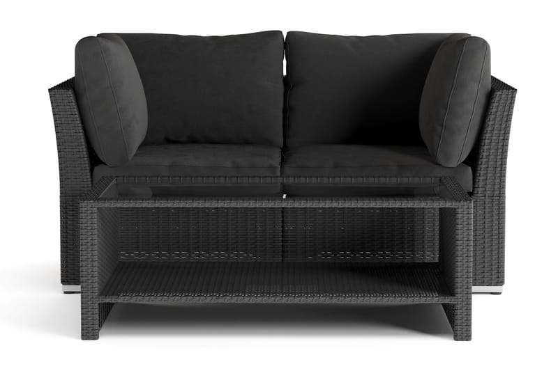 Wisconsin Premium Loungegrupp Utomhus med Armstöd 2-sits Konstrotting - Svart - Trädgård & spabad - Utemiljö - Altan & terrass - Altanmöbler