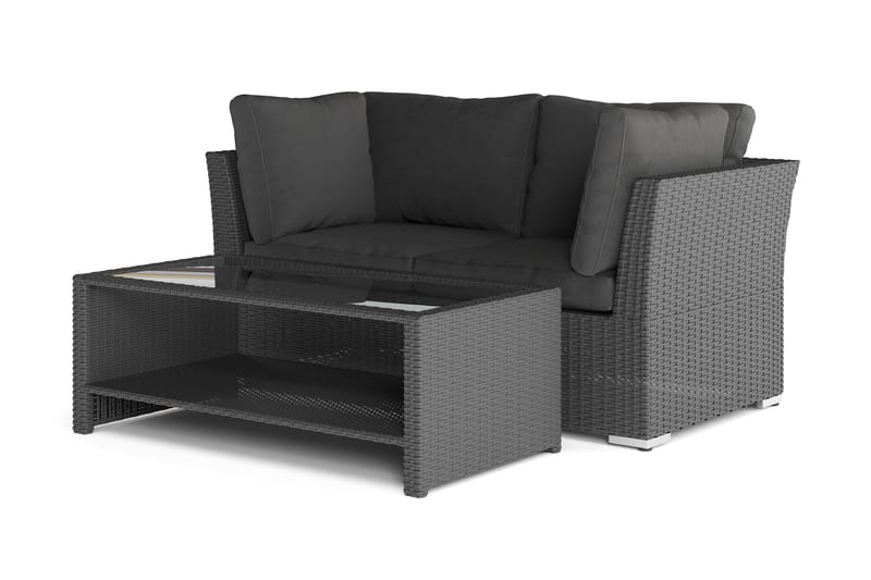Wisconsin Premium Loungegrupp Utomhus med Armstöd 2-sits Konstrotting - Svart - Trädgård & spabad - Utemiljö - Altan & terrass - Altanmöbler