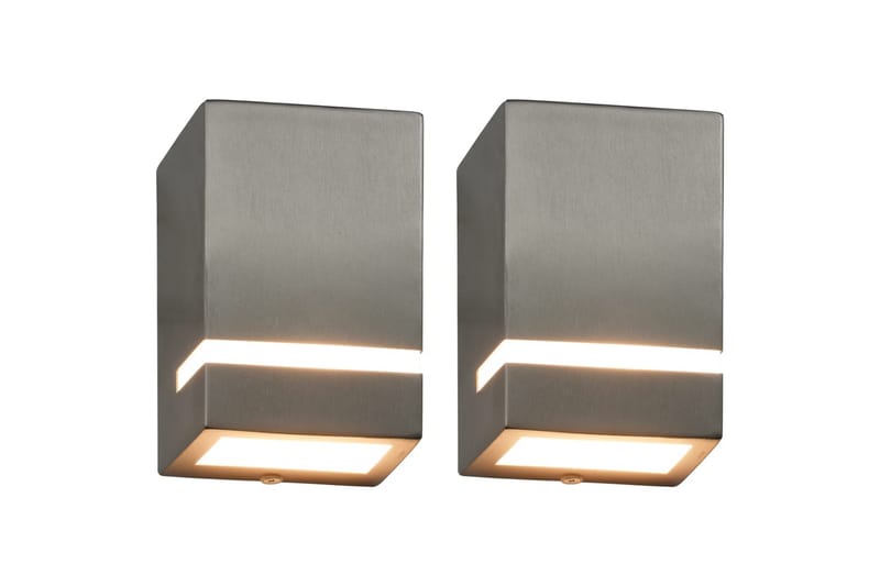Utomhusvägglampa 2 st 35 W silver rektangulär - Silver - Trädgård & spabad - Utemiljö - Entré - Entrébelysning