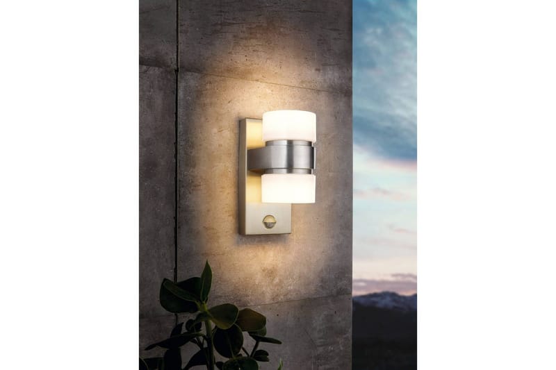 Vägglampa Utebelysning Eglo Atollari Silver/Vit - Silver/Vit - Trädgård & spabad - Utemiljö - Entré - Entrébelysning