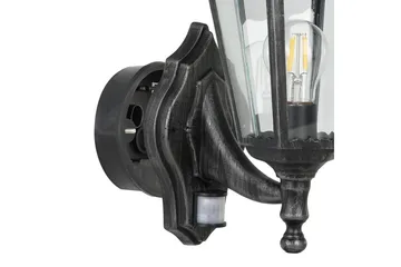 Vägglampa Utebelysning Eglo Navedo med Sensor Svart, Silverpatinerad Klar - Svart/Silver - Trädgård & spabad - Utemiljö - Entré - Entrébelysning