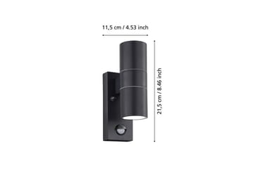 Vägglampa Utebelysning Eglo Riga 5 med 2 Lampor och Sensor Antracit Klar - Antracit - Trädgård & spabad - Utemiljö - Entré - Entrébelysning