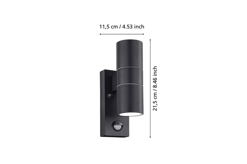 Vägglampa Utebelysning Eglo Riga 5 med 2 Lampor och Sensor Antracit Klar - Antracit - Trädgård & spabad - Utemiljö - Entré - Entrébelysning