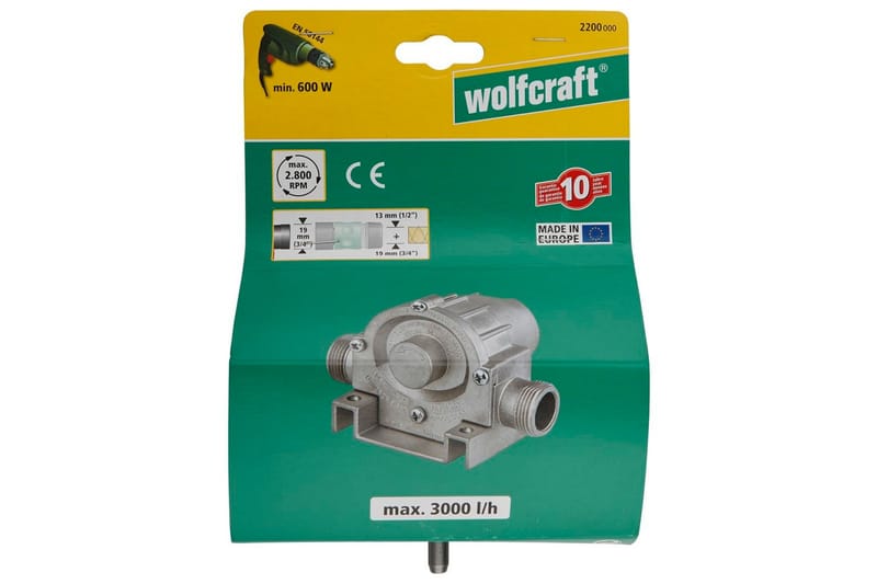 wolfcraft Borrdriven pump 3000 l/h S=8 mm 2200000 - Borrmaskinspump