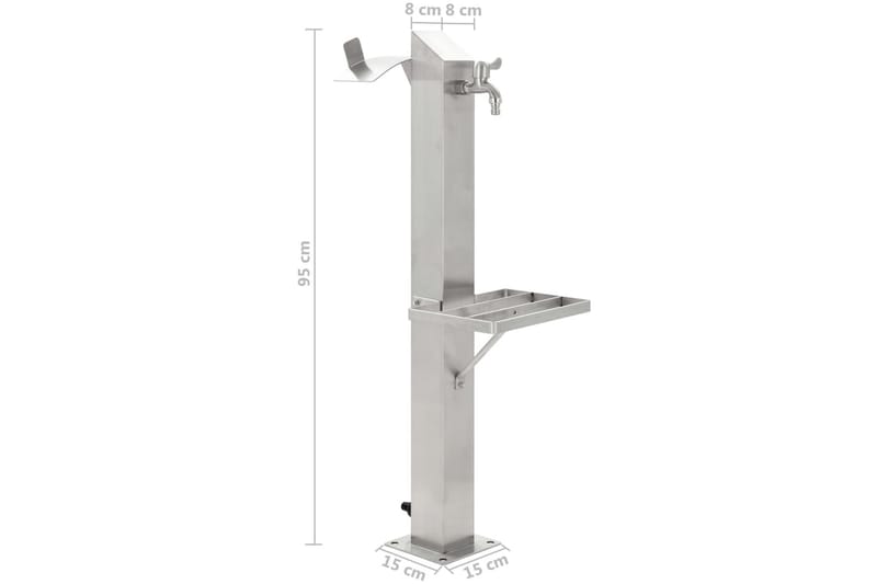 Vattenpost för trädgården 95 cm rostfritt stål fyrkantig - Silver - Trädgård & spabad - Utemiljö - Bevattning & vattenpump - Vattenutkastare