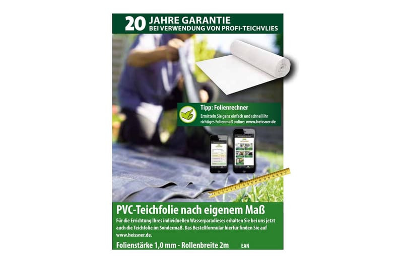 Dammduk Heissner PVC 0,5 mm, 4 x 6 m (24 kvm) - 0,5 mm, 4 x 6 m (24 kvm) - Trädgård & spabad - Utemiljö - Trädgårdsdekoration - Damm & fontän