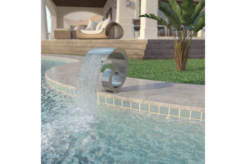 Poolfontän rostfritt stål 50x30x53 cm silver - Silver - Damm & fontän - Trädgårdsfontän