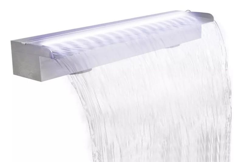 Rektangulärt Vattenfall Poolfontän m LEDs i rostfritt stål 9 - Silver - Trädgård & spabad - Utemiljö - Trädgårdsdekoration - Damm & fontän
