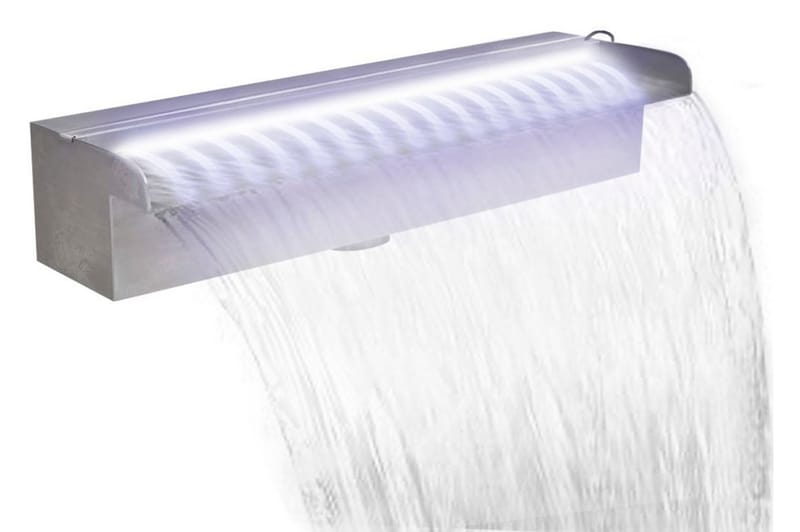 Rektangulärt Vattenfall Poolfontän m LEDs i rostfritt stål 4 - Silver - Damm & fontän - Vattenfall damm