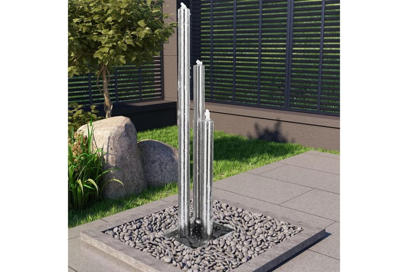 Trädgårdsfontän silver 48x34x153 cm rostfritt stål - Silver - Trädgård & spabad - Utemiljö - Trädgårdsdekoration - Damm & fontän
