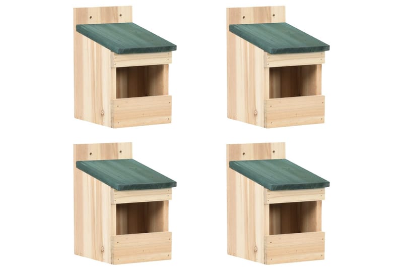 Fågelholkar 4 st 12x16x20 cm granträ - Vit - Trädgård & spabad - Utemiljö - Trädgårdsdekoration - Fågelmatare & holkar