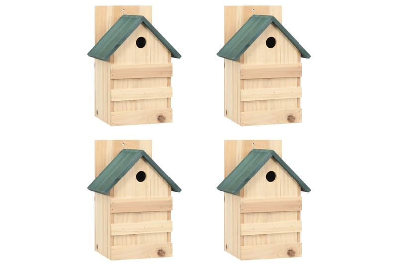 Fågelholkar 4 st 23x19x33 cm granträ - Vit - Trädgård & spabad - Utemiljö - Trädgårdsdekoration - Fågelmatare & holkar