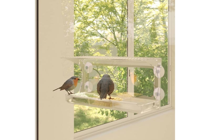 Fågelmatare för fönster 2 st akryl 30x12x15 cm - Transparent - Fågelmatare & holkar