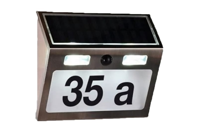 HI Husnummer med soldrivna LED silver - Silver - Fasadsiffror & husnummer - Fasaddekor