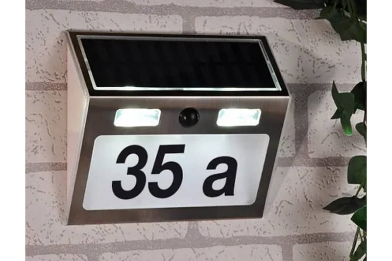 HI Husnummer med soldrivna LED silver - Silver - Fasaddekor - Fasadsiffror & husnummer
