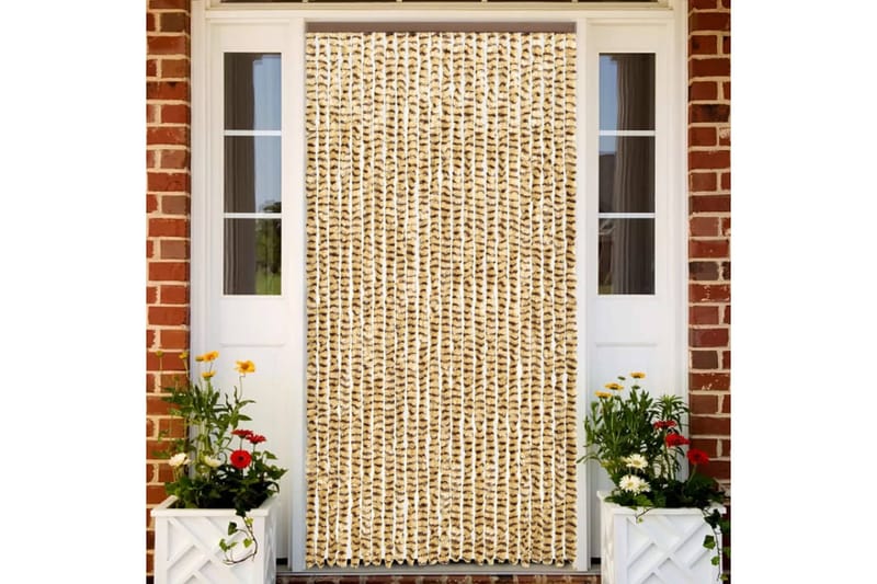 Insektsdraperi beige och brun 100x220 cm chenille - Beige - Trädgård & spabad - Utemilj�ö - Trädgårdsdekoration - Myggnät & insektsnät