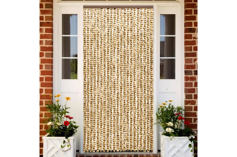 Insektsdraperi beige och brun 90x220 cm chenille - Beige - Trädgård & spabad - Utemiljö - Trädgårdsdekoration - Myggnät & insektsnät