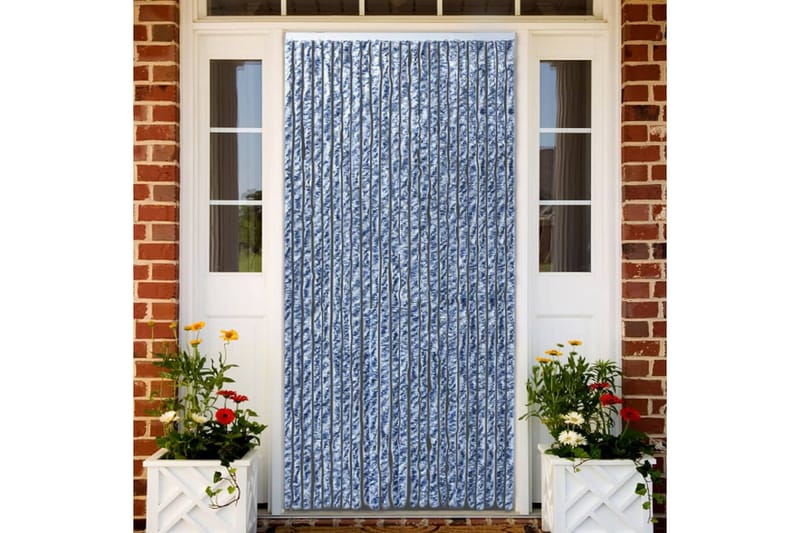 Insektsdraperi blå, vit och silver 100x220 cm chenille - Blå - Trädgård & spabad - Utemiljö - Trädgårdsdekoration - Myggnät & insektsnät
