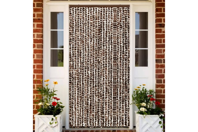 Insektsdraperi brun och vit 100x220 cm chenille - Brun - Trädgård & spabad - Utemiljö - Trädgårdsdekoration - Myggnät & insektsnät