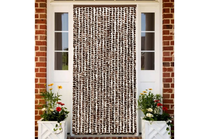 Insektsdraperi brun och vit 56x185 cm chenille - Brun - Trädgård & spabad - Utemiljö - Trädgårdsdekoration - Myggnät & insektsnät