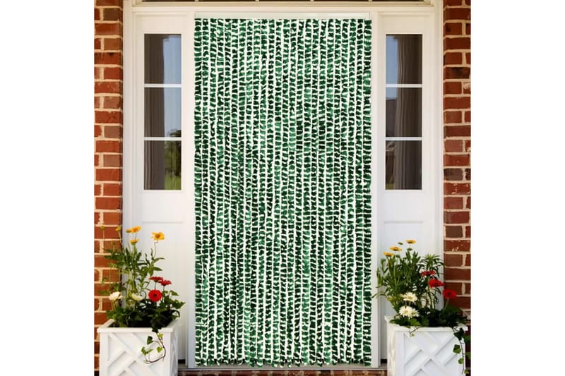 Insektsdraperi grön och vit 100x220 cm chenille - Grön - Trädgård & spabad - Utemiljö - Trädgårdsdekoration - Myggnät & insektsnät