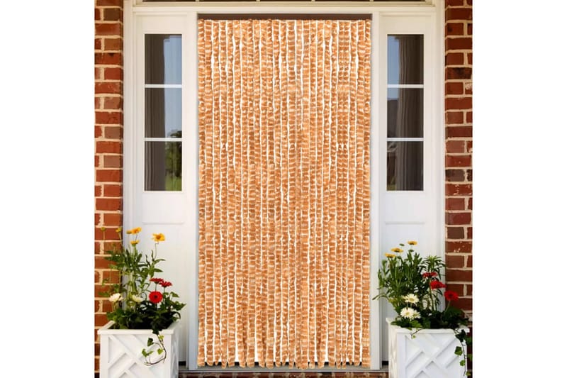 Insektsdraperi ockra och vit 100x220 cm chenille - Gul - Trädgård & spabad - Utemiljö - Trädgårdsdekoration - Myggnät & insektsnät