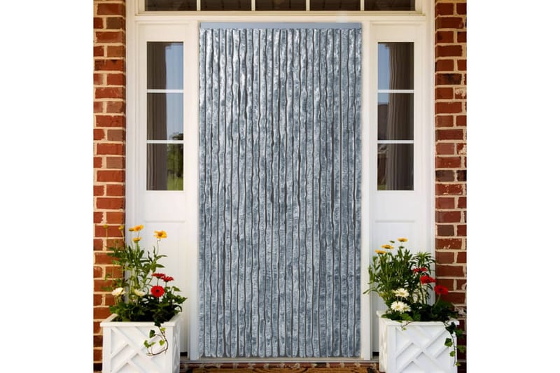 Insektsdraperi vit och grå 90x220 cm chenille - Grå - Trädgård & spabad - Utemiljö - Trädgårdsdekoration - Myggnät & insektsnät