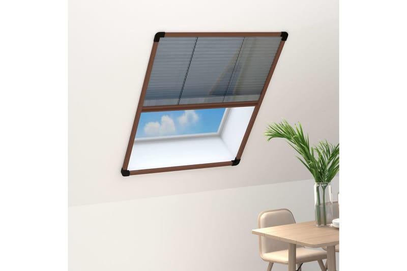 Plisserat insektsnät för fönster brun 80x120 cm aluminium - Brun - Friluftsutrustning - Myggnät & insektsnät - Myggskydd