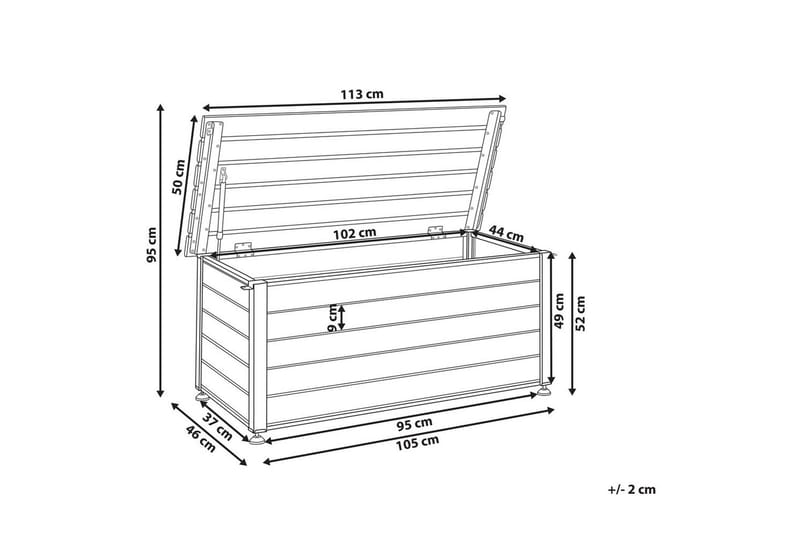 Låda Campalto Grå, 113x50x52 cm - Grå, 113x50x52 cm - Utemöbler - Dynförvaring & möbelskydd - Dynboxar & dynlådor