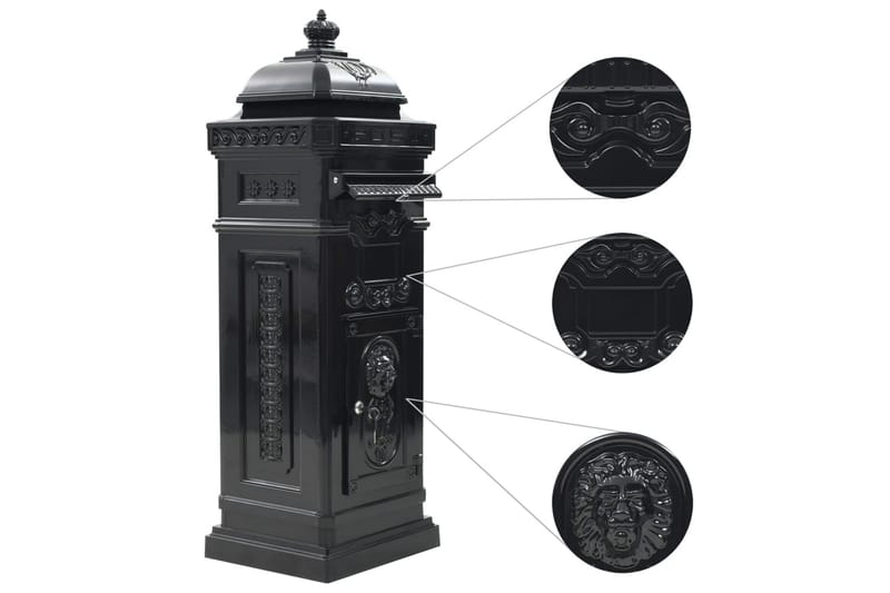 Markpostlåda vintage stil rostfri aluminium svart - Svart - Trädgård & spabad - Utemiljö - Trädgårdsdekoration - Postlåda & post - Brevlåda