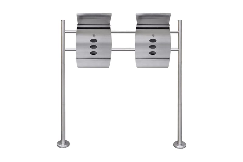 Två brevlådor på ett stativ i rostfritt stål - Silver - Brevlåda - Postlåda & post