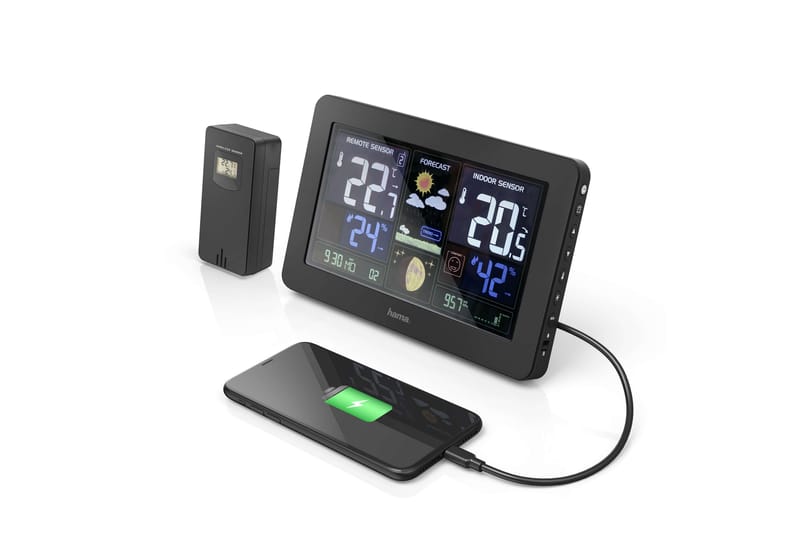 HAMA Väderstation Premium Inkl. USB-laddning - HAMA - Trädgård & spabad - Utemiljö - Trädgårdsdekoration - Regn & temperatur - Utomhustermometer