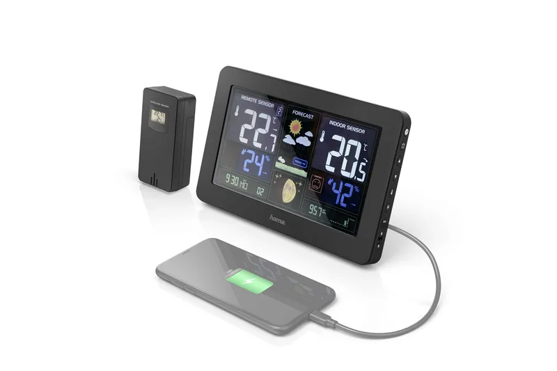 HAMA Väderstation Premium Inkl. USB-laddning - HAMA - Trädgård & spabad - Utemiljö - Trädgårdsdekoration - Regn & temperatur - Utomhustermometer