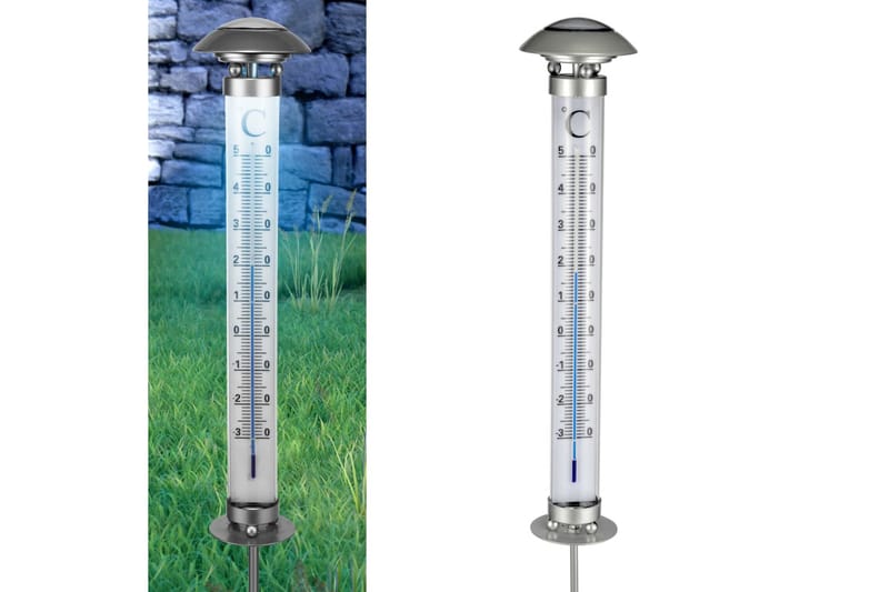 HI Soldriven termometer med lampa - Silver - Utomhustermometer - Termometrar