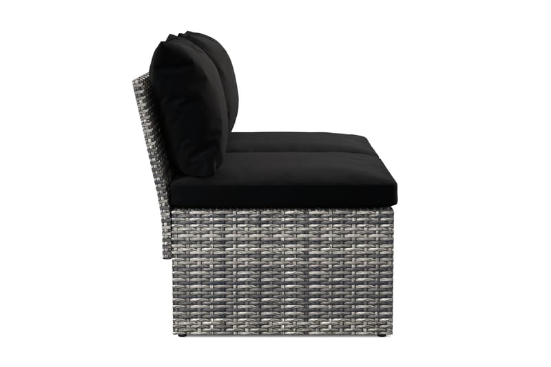 Bahamas Liten Balkongsoffa med dynor och pallar i konstrotting - Grå - Utemöbler - Balkong - Balkongmöbler - Soffa balkong