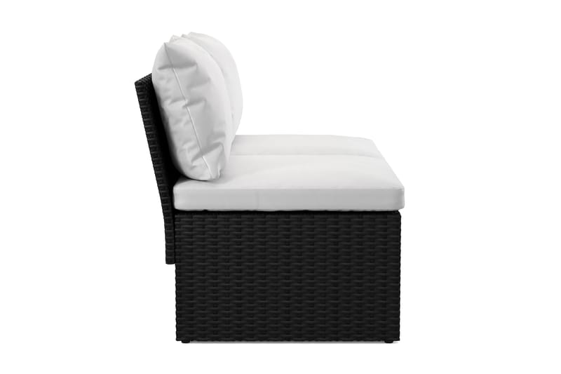 Bahamas Liten Balkongsoffa med dynor och pallar i konstrotting - Svart - Utemöbler - Balkong - Balkongmöbler - Soffa balkong