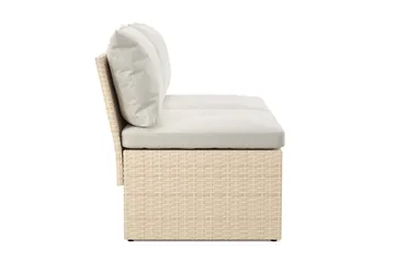 Bahamas Liten Balkongsoffa med dynor och pallar i konstrotting - Beige - Utem öbler - Balkong - Balkongmöbler - Soffa balkong