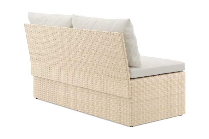 Bahamas Liten Balkongsoffa med dynor och pallar i konstrotting - Beige - Utemöbler - Balkong - Balkongmöbler - Soffa balkong