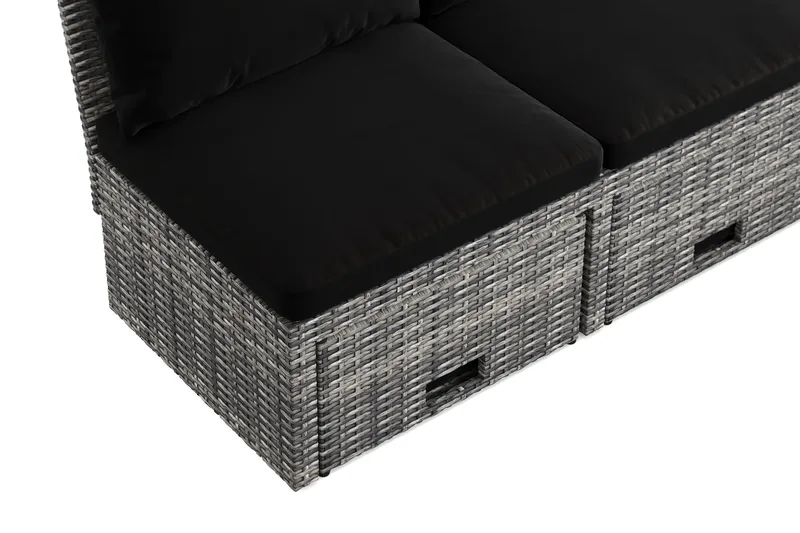 Bahamas Liten Balkongsoffa med dynor och pallar i konstrotting - Grå - Utemöbler - Balkong - Balkongmöbler - Soffa balkong