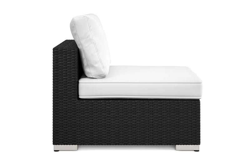 Bahamas Mittmodul utomhus i konstrotting med Ljus vattenavisande dyna - Svart / Vit - Utemöbler - Loungemöbler - Modulsoffa utomhus - Mittmodul utesoffa