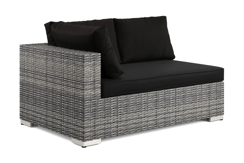 Bahamas Vänstermodul utomhus 140 cm i konstrotting - Grå - Utemöbler - Loungemöbler - Modulsoffa utomhus - Högermoduler utesoffa