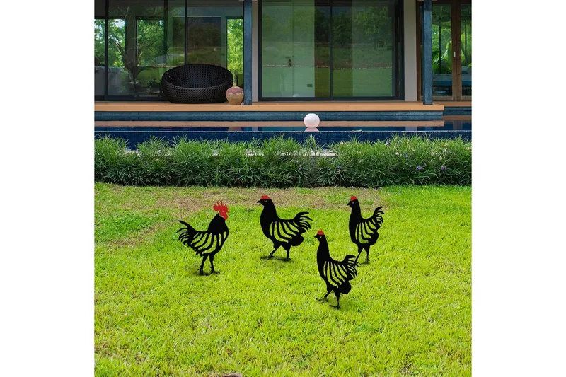 Dekorativ Trädgårds Metalltillbehör Set Flarek Svart Fyra stycken - Fyra stycken - Trädgård & spabad - Utemiljö - Trädgårdsdekoration - Trädgårdsfigurer & trädgårdsprydnad - Plastdjur